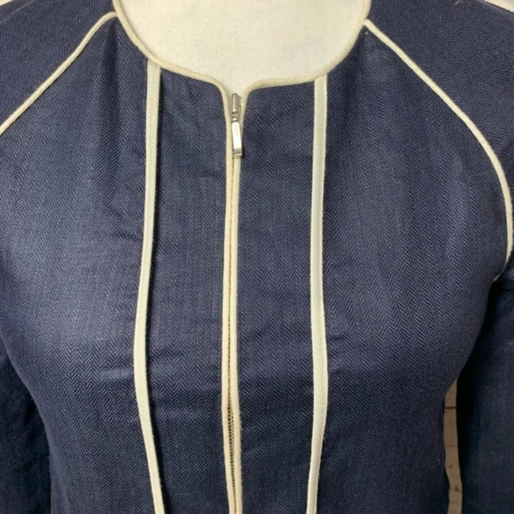NWOT J. Crew Navy Herringbone Linen Blazer